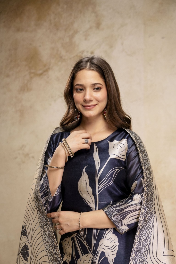Midnight Bloom Printed Suit Set (S)