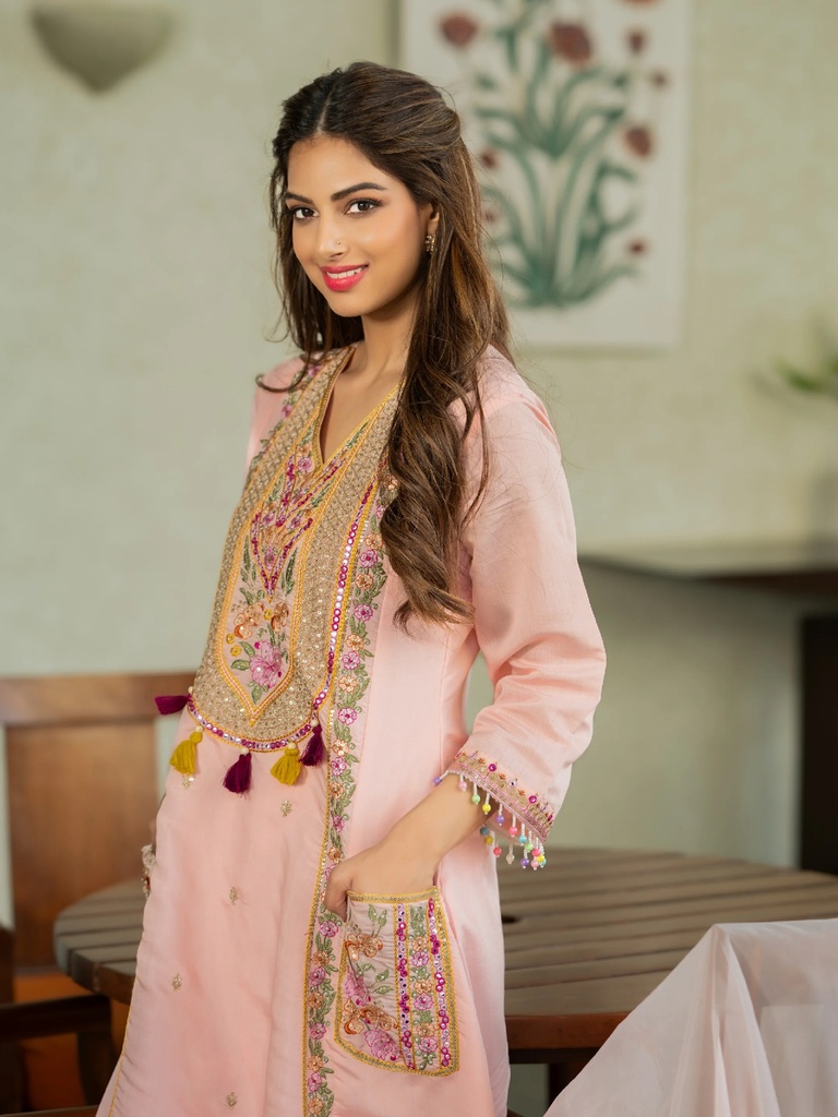 Blush Garden Embroidered Suit Set (S)